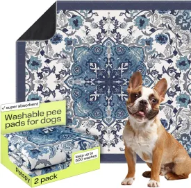 PetSpy Washable Pee Pads for Dogs - Waterproof Reusable Puppy Pads No-Slip Surface - Stylish Dog Potty Training Pads Protect Against Leakage (Ornament, 2 Pack - 36" x 41")