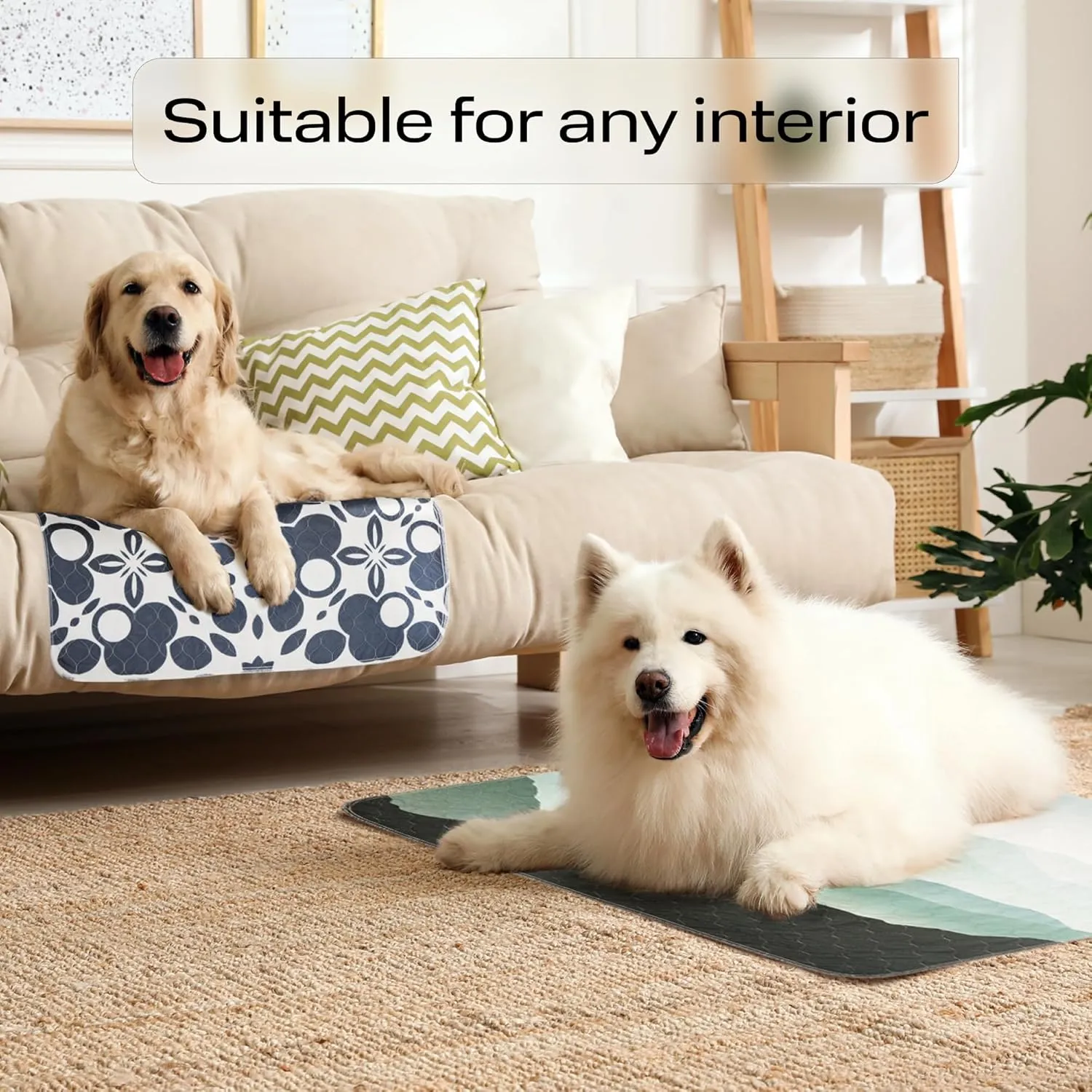 PetSpy Washable Pee Pads for Dogs - Waterproof Reusable Puppy Pads No-Slip Surface - Stylish Dog Potty Training Pads Protect Against Leakage (Ornament, 2 Pack - 36" x 41")