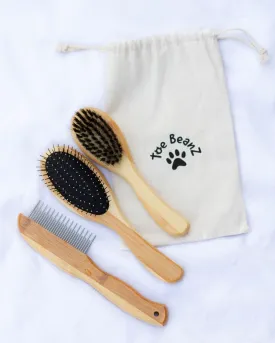 Premium Bamboo Cat Grooming Kit: Cat Brushes for Indoor Cats, Kitten Brush, and Dematting Comb for Long Haired Cats | Top Cat Accessories | Bamboo Cat Grooming Supplies with kitten brush