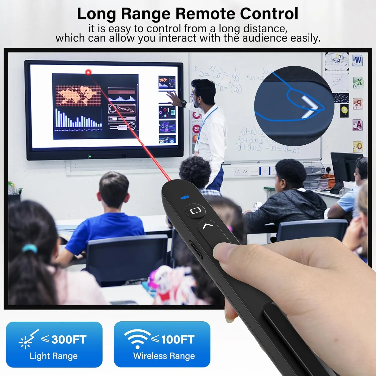 Presentation Clicker Remote Pointer Cat Toy, Wireless Presenter Remote Presenter Clicker USB Control for PowerPoint Presentations, PPT Clicker Remote with Red Light Pointer for Cats Dogs