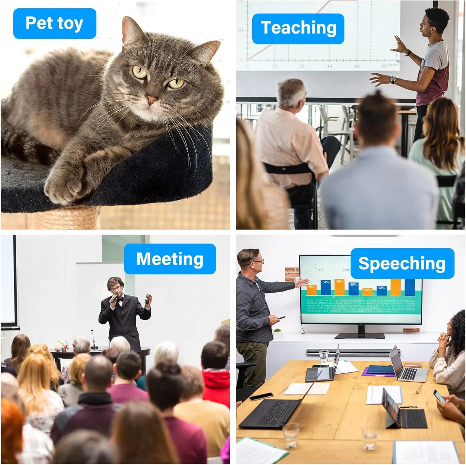 Presentation Clicker Remote Pointer Cat Toy, Wireless Presenter Remote Presenter Clicker USB Control for PowerPoint Presentations, PPT Clicker Remote with Red Light Pointer for Cats Dogs