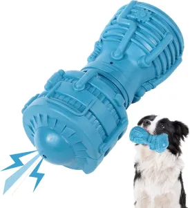 PrimePets Dog Chew Toy, Squeaky Dog Toy for Large Medium Dogs, Blue Rubber Enrichment Toy for Interactive Play, Teeth Cleaning, Milk Flavored Dental Chew Toy