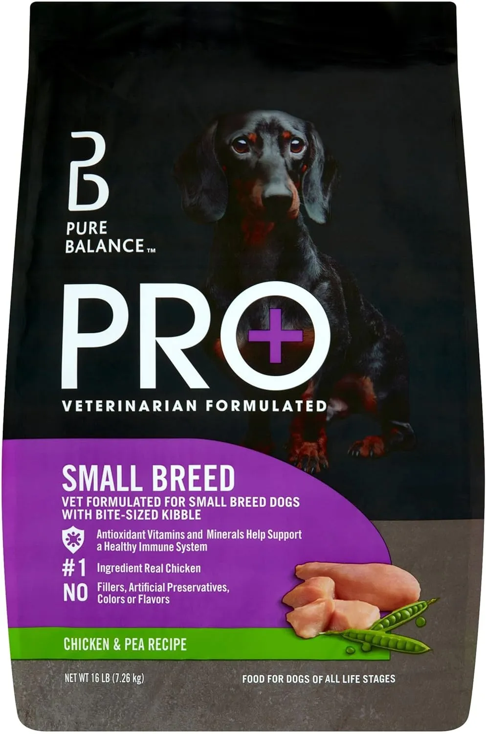 Pro  Small Breed Chicken & Pea Recipe Dry Dog Food, 16 Lbs - Omega-6 and Omega-3 Fatty Acids Help Support Healthy Skin and Coat, Dry Dog Food for Small Breeds of All Life Stages