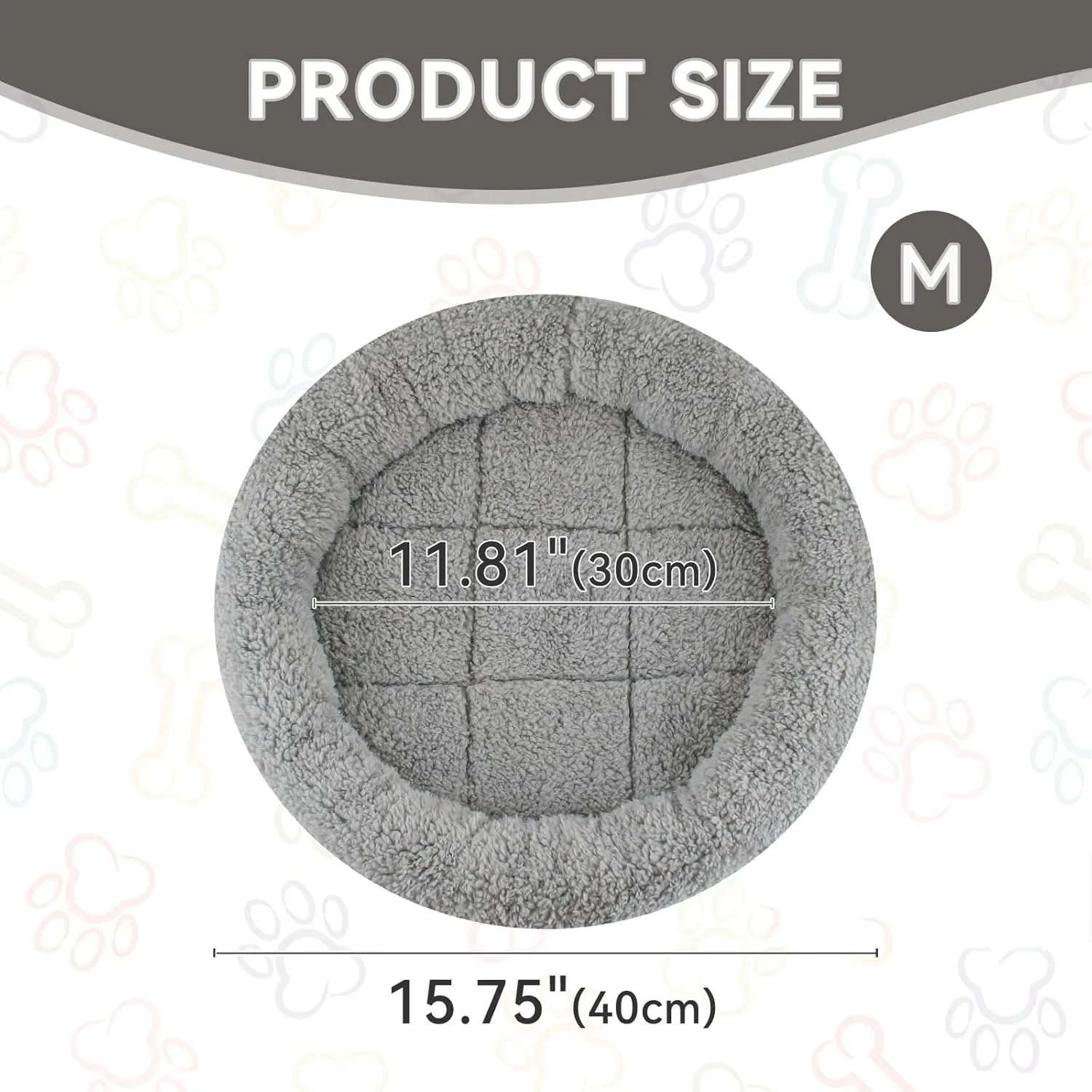 Round Cat Bed Washable Cat Donut Bed with Non-Slip Bottom Comfortable Soft Pet Bed for Indoor Cats/Gray Diameter: 15.75"