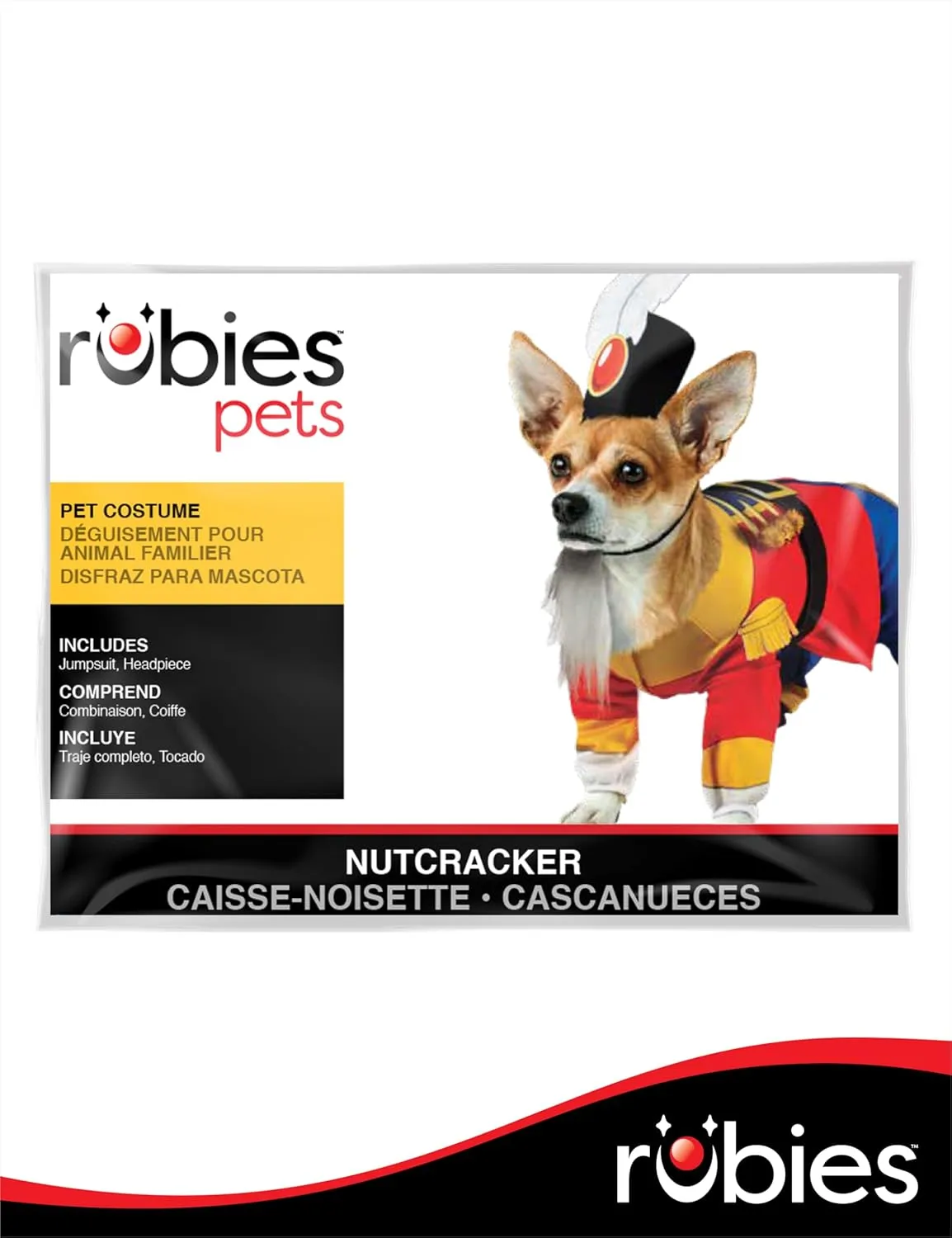 Rubies Nutcracker Fun and Cute Pet Costume Jumpsuit, Hat, and Backpack for Themed Parties and Halloween, Large