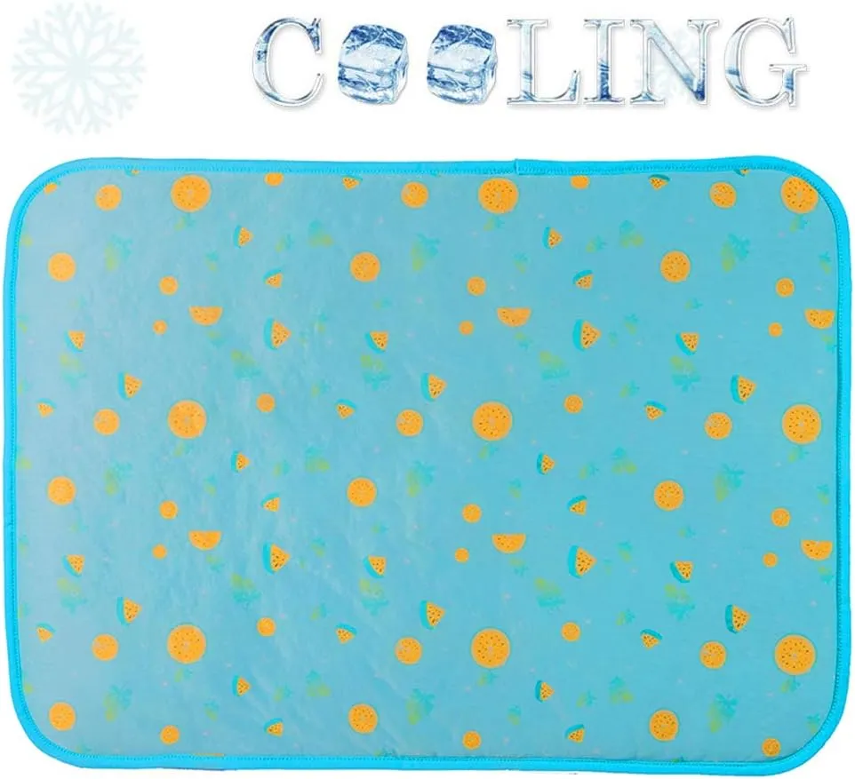 SEIS Dog Ice Pad Ice Silk Cats Kennel Mat Pet Cooling Pad Summer Cool Bamboo Mat Breathable Pad (Blue Fruit, M