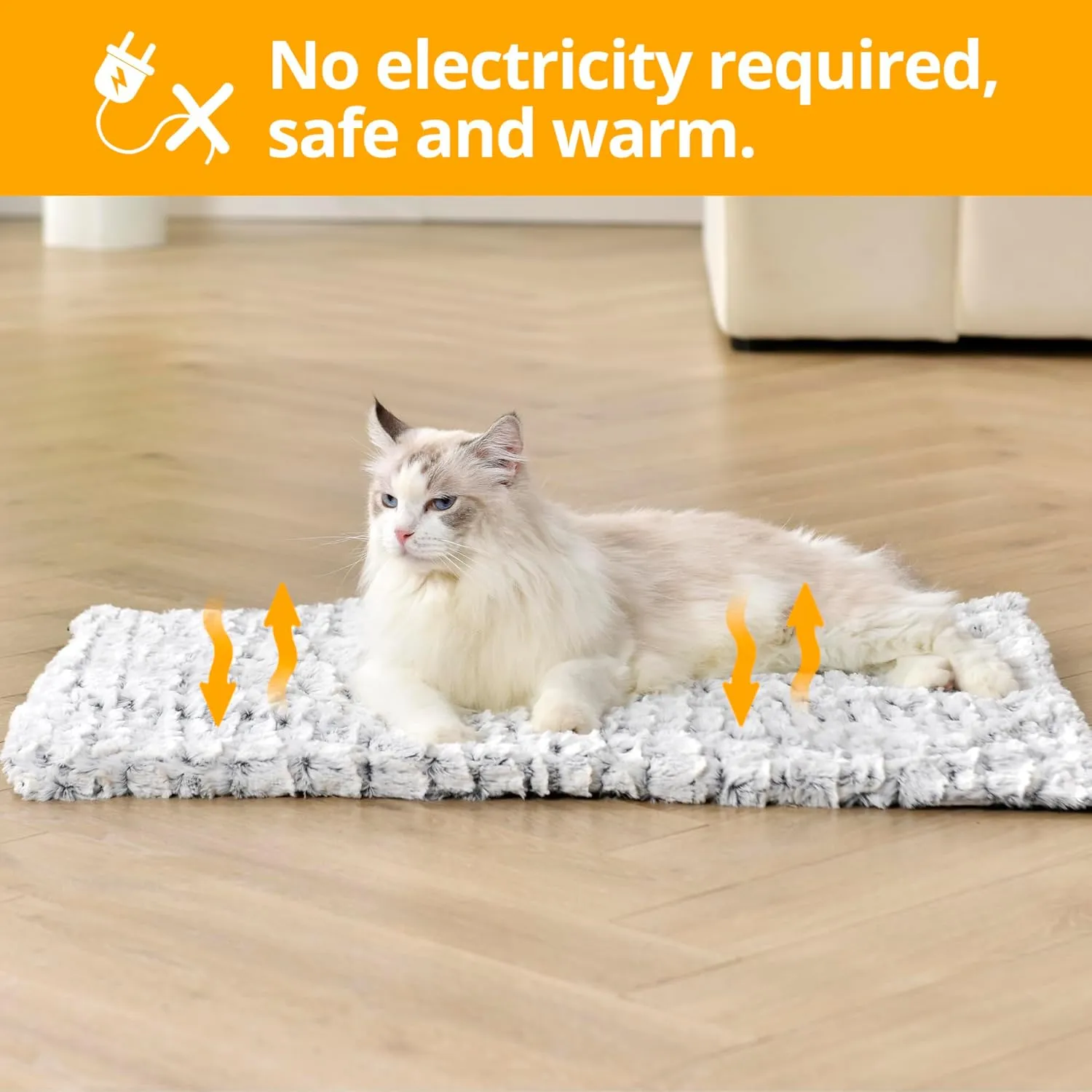 Self Warming Cat Bed, 24" x 18" Ultra Soft Cat Dog Pet Heating Pad for Indoor Outdoor, Non-Slip Heated Cat Mat Thermal Blanket