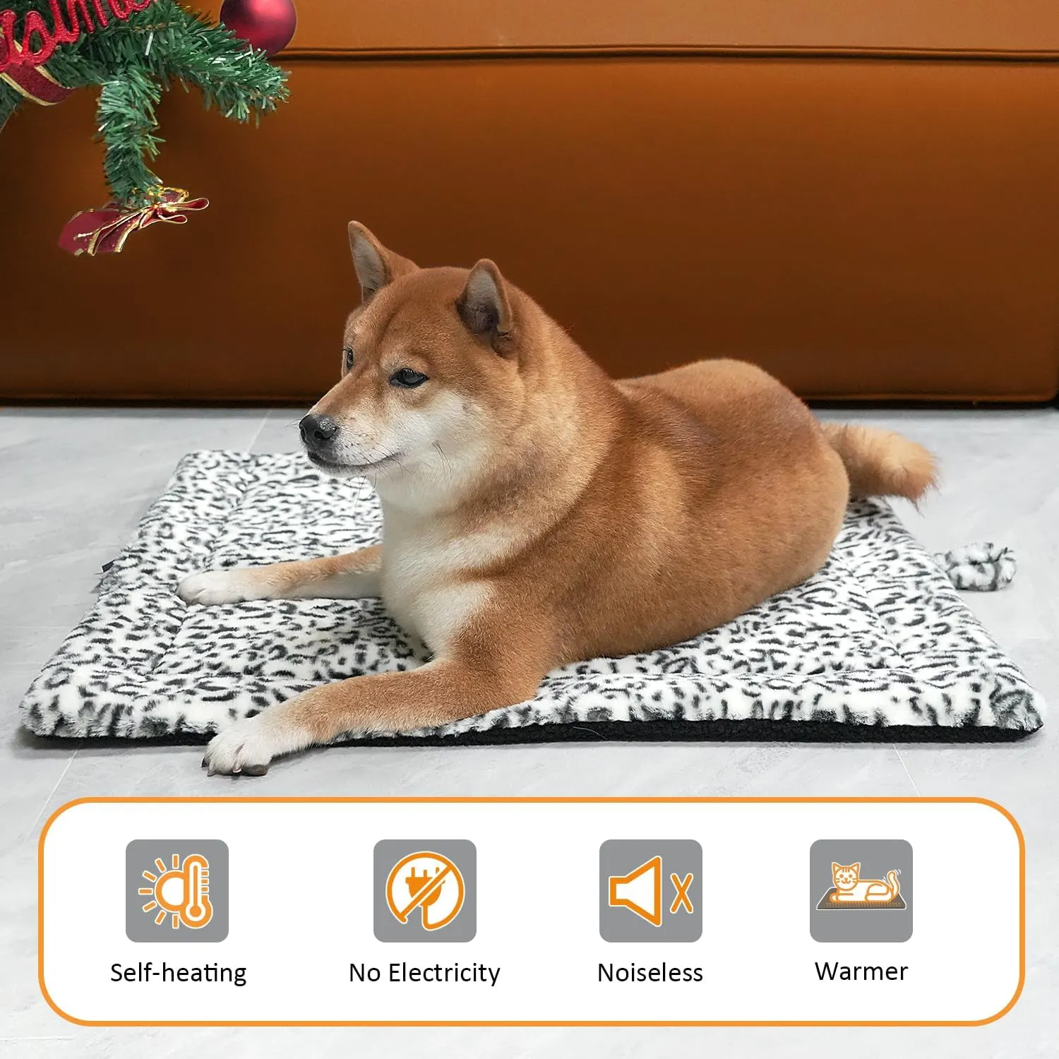 Self-Warming Cat Pad, Self-Heating Thermal Pet Mat for Indoor Outdoor Cats and Small Dogs Bed Mat for Sleeping, Non-Slip Hooks, 30 x 24 Inches, Black/White