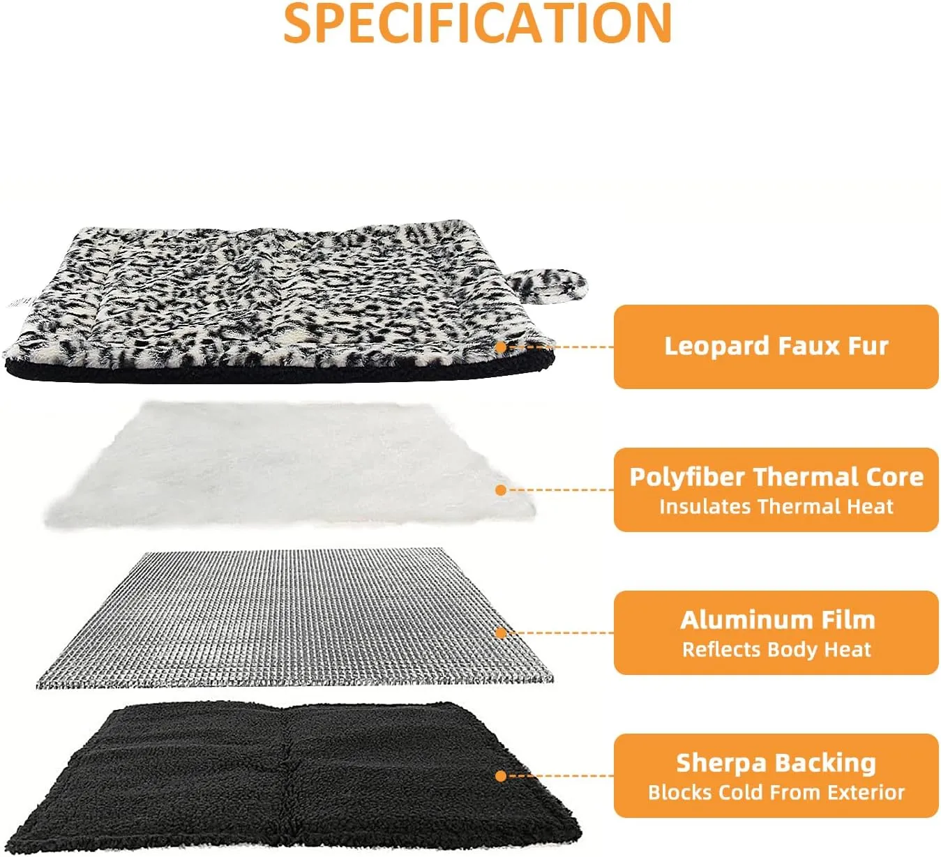 Self-Warming Cat Pad, Self-Heating Thermal Pet Mat for Indoor Outdoor Cats and Small Dogs Bed Mat for Sleeping, Non-Slip Hooks, 30 x 24 Inches, Black/White