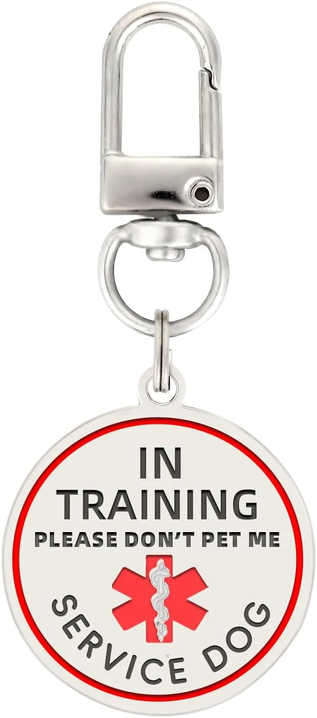 Service Dog in Training Tag, ID Tag Removable to Collar, Harness (Medium)