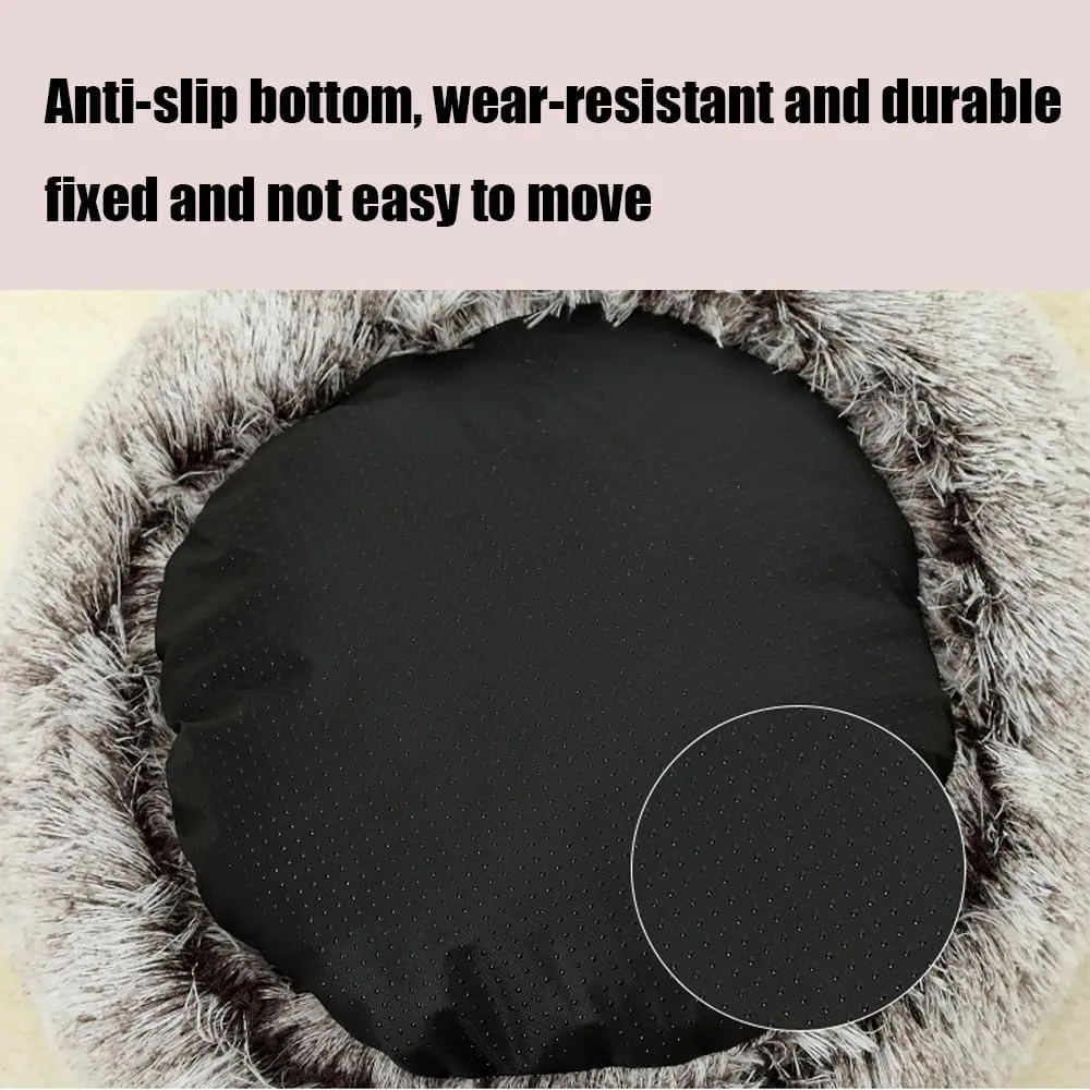 Shell Shaped Cat Bed, Lapcatz Nest Bed, Dog Bed with Cover Cave, Cozy Fluffy Plush Cat Pet Nest Bed, Deep Nest Cat Bed with Top, Waterproof Botto (GrayLong Plush, 19.6inch)