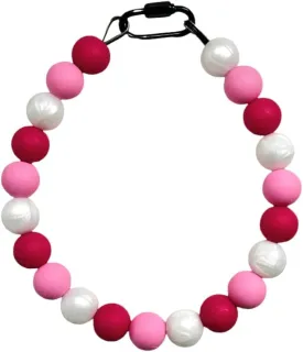 Silicone Bead Collar - Waterproof - 100% Non-Toxic - Scent Free & Odor Resistant All Breeds, Pink Pearls (13)