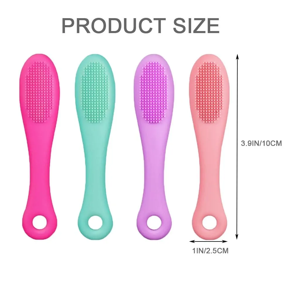 Silicone Scrubber for Cats Chin Cleaner, Silicone Cat Scrubber for Chin, Cat Chin Scrubber, Multifunctional Silicone Brush, Silicone Finger Toothbrush for Puppies and Cats(Green,4PCS)