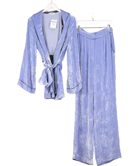 Sleeping With Jacques Purple Velvet Robe And Pyjama Bottoms UK 10