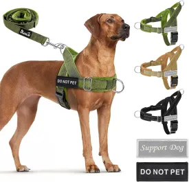 SlowTon No Pull Dog Harness - Heavy Duty Dog Harness and Leash Set for Medium Large Dogs, Reflective Tactical Harness with Soft Padded and Front Clip for Easy Walk and Training (Green M)