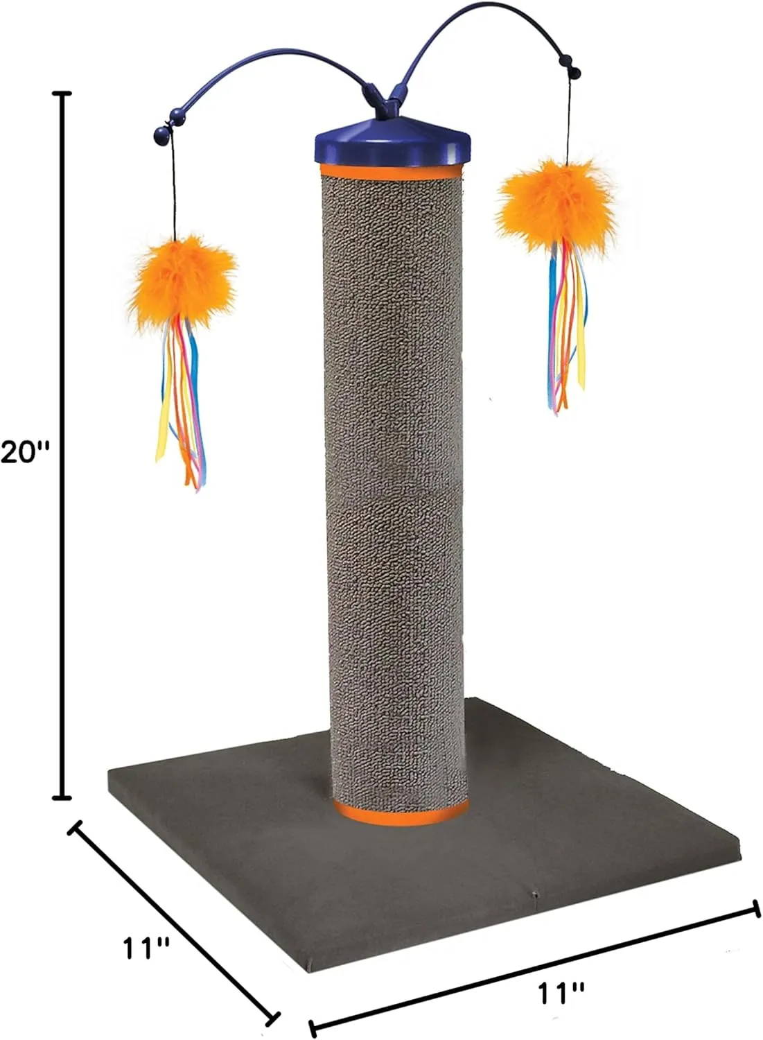 SmartyKat Scratch 'N Spin Carpet Cat Scratching Post with Spinning Wand Toys - Gray, One Size