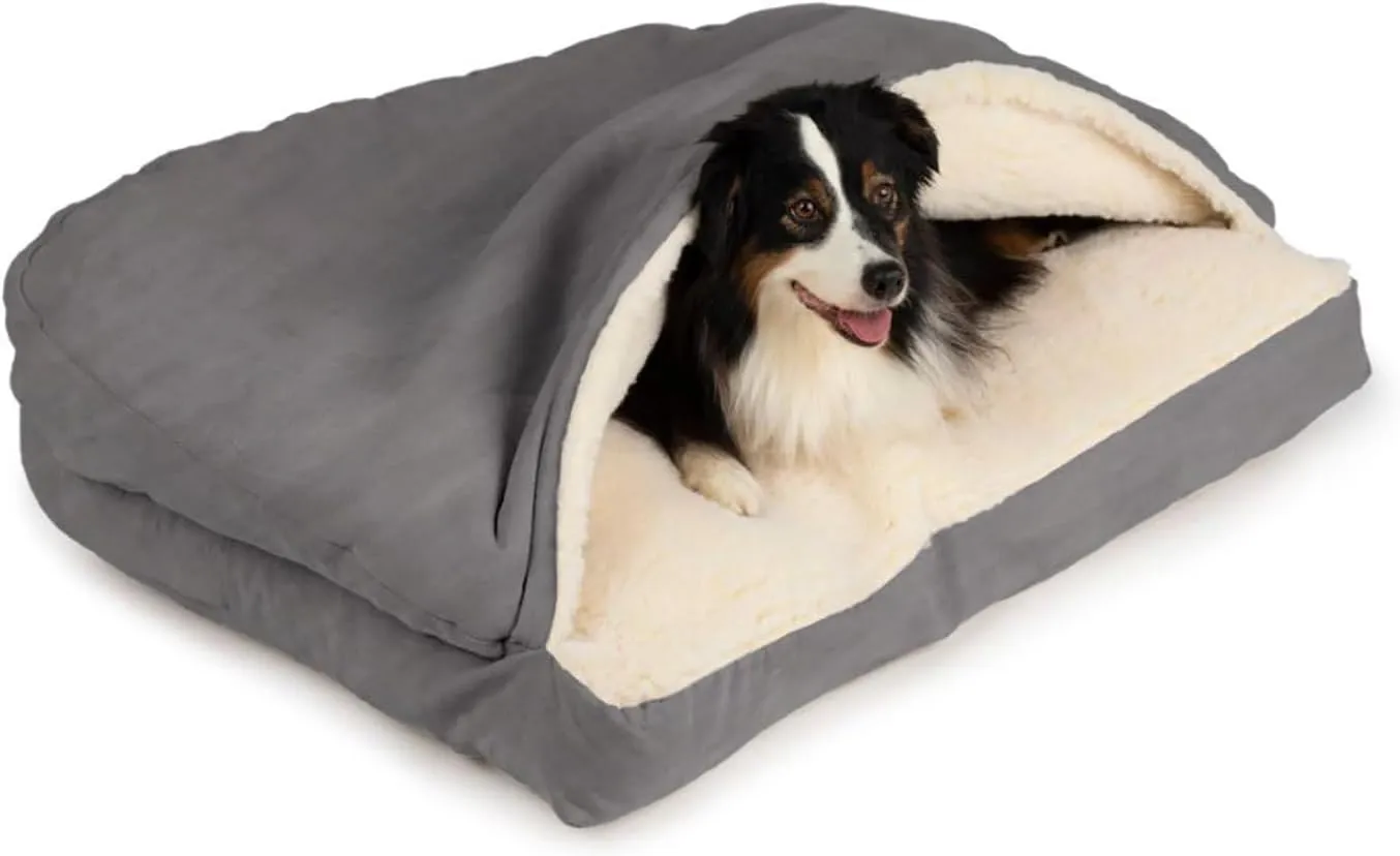 Snoozer Cozy Cave Rectangle Dog Bed - Dog Bed with Cover Cave, Covered Calming Burrow for Medium & Large Size Pets, Washable - Large