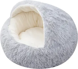 Soft Plush Dogs Cat Beds for Indoor Shell Shaped Calming Dog Beds for Small Dogs Pet Bed Mat Washable Warm Dog Bed Cat Bed Fits Puppy Or Small Pet Christmas Birthday Gifts for Men Women (Grey)