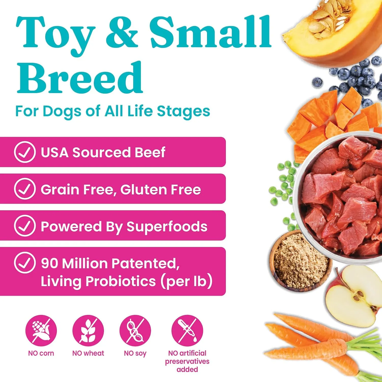 Solid Gold Dry Dog Food Small Breeds - Made with Real Beef - Grain & Gluten Free Small Breed Dog Food - 4 LB Bag
