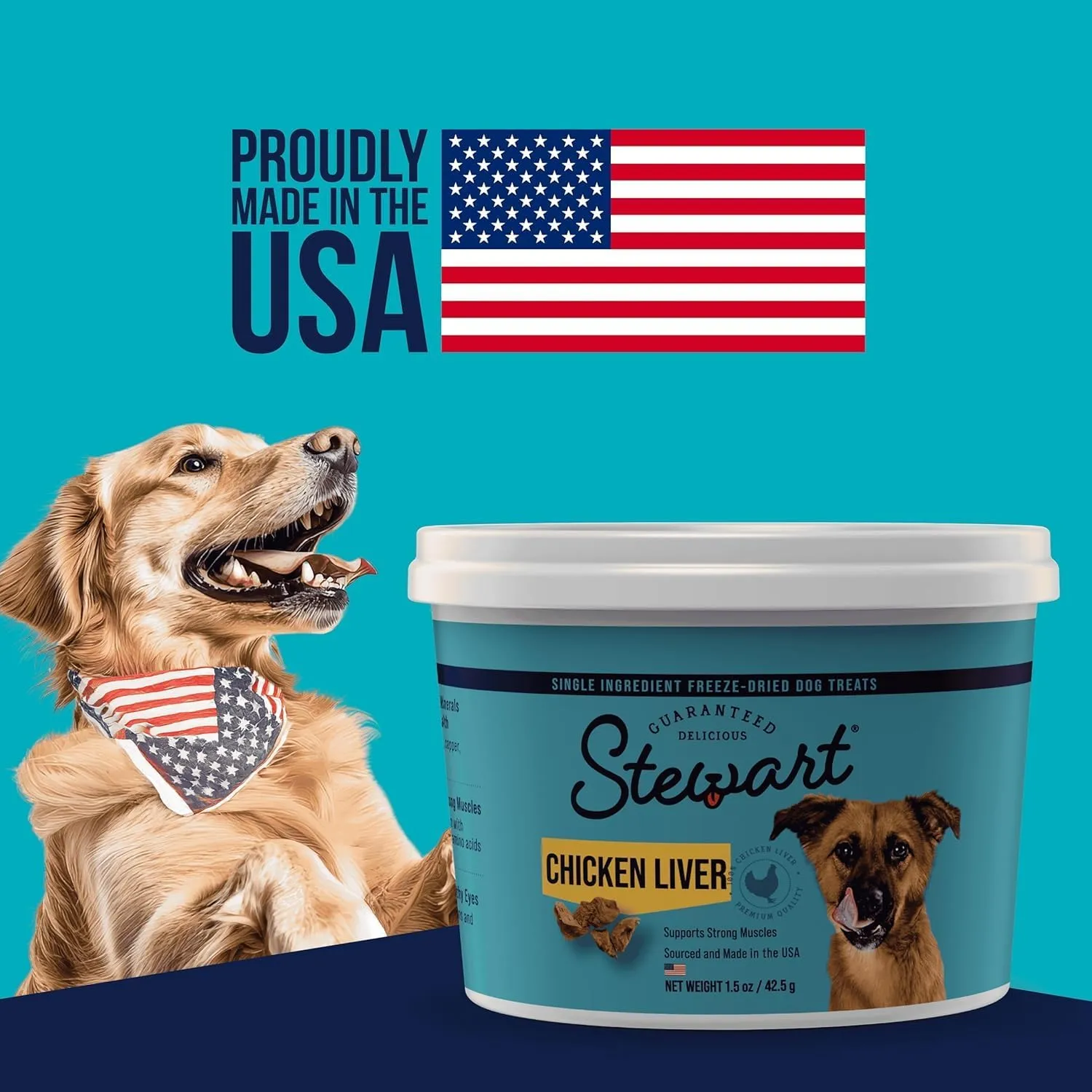 Stewart Freeze Dried Dog Treats, Chicken Liver, Healthy, Natural, Single Ingredient, Grain Free Dog Treat, Liver Treats for Dogs, 11.5 Ounces, Resealable Tub