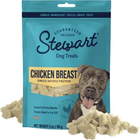 Stewart Single Ingredient Freeze Dried Raw Dog Treats, Chicken Breast, 3 Ounce Resealable Pouch, Training Treats or Meal Topper for All Size Dogs, High Protein, Grain-Free, Gluten-Free