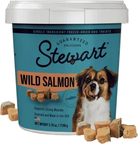 Stewart Single Ingredient Freeze Dried Raw Dog Treats, Wild Salmon, 2.75 Ounce Resealable Tub, Training Treats or Meal Topper for All Size Dogs, High Protein, Grain-Free, Gluten-Free