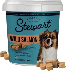 Stewart Single Ingredient Freeze Dried Raw Dog Treats, Wild Salmon, 9.5 Ounce Resealable Tub, Training Treats or Meal Topper for All Size Dogs, High Protein, Grain-Free, Gluten-Free