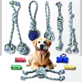 Stride Dog Chew Toys, Pack of 10, Cute Dog Rope Toys with Soft Rubber, Small & Medium Dogs, Interactive Dogs Toys for Boredom & Anxiety, Dog Teething Toy, Small Dog Toys, Keeps Dogs Busy for Hours