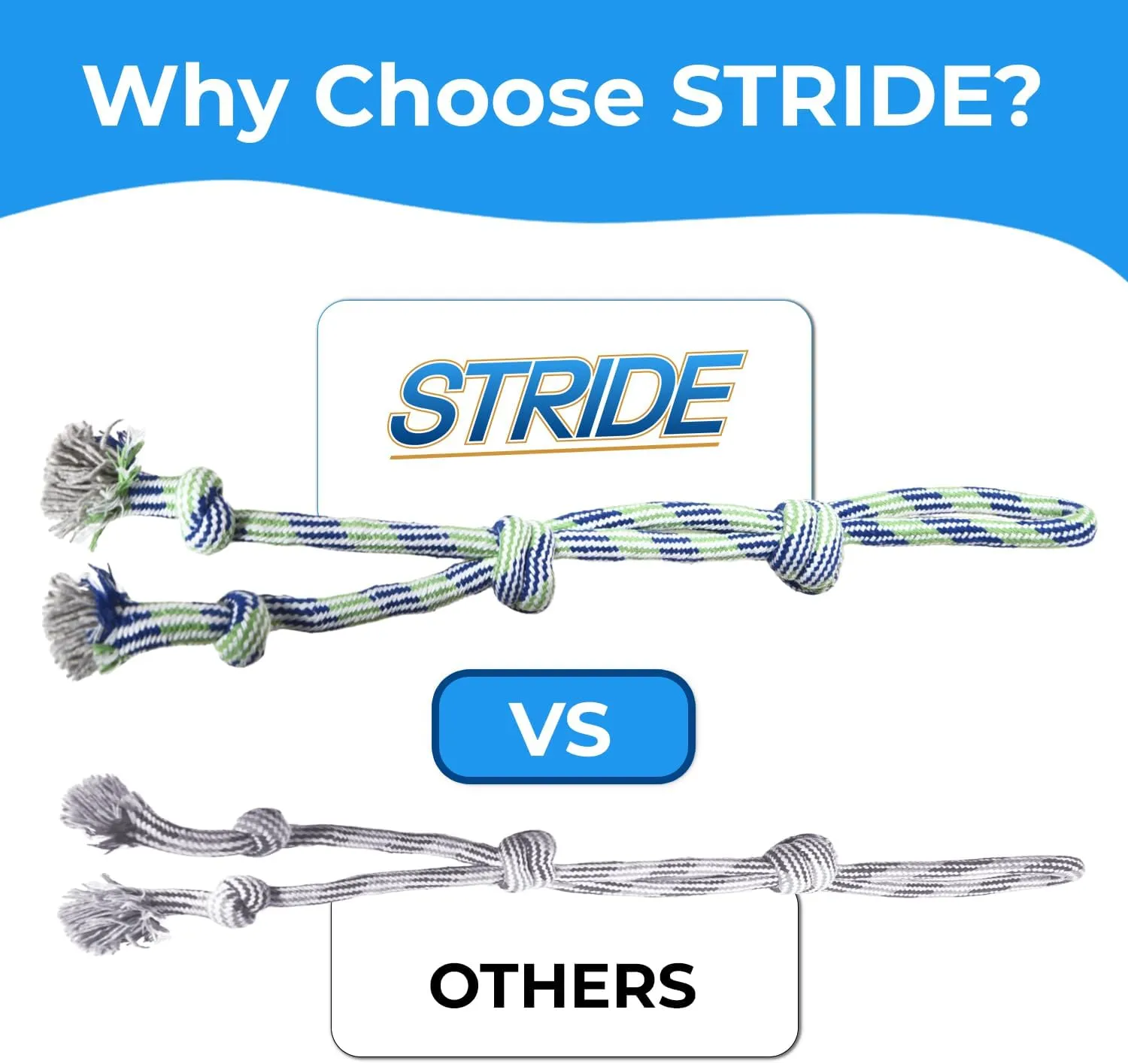 Stride Dog Chew Toys, Pack of 10, Cute Dog Rope Toys with Soft Rubber, Small & Medium Dogs, Interactive Dogs Toys for Boredom & Anxiety, Dog Teething Toy, Small Dog Toys, Keeps Dogs Busy for Hours