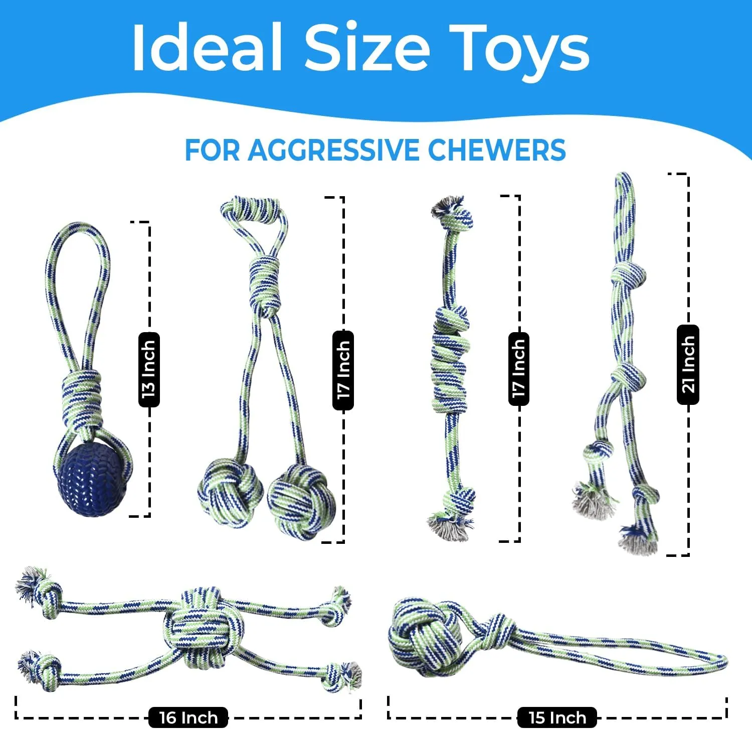 Stride Dog Chew Toys, Pack of 10, Cute Dog Rope Toys with Soft Rubber, Small & Medium Dogs, Interactive Dogs Toys for Boredom & Anxiety, Dog Teething Toy, Small Dog Toys, Keeps Dogs Busy for Hours
