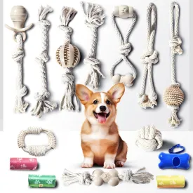 Stride Small Dog Toys - Pack of 14, Interactive & Durable Rope Toys for Small & Medium Dogs, Non-Toxic & Dye Free Cotton, Ideal for Puppy Teething, Anxiety & Boredom Relief