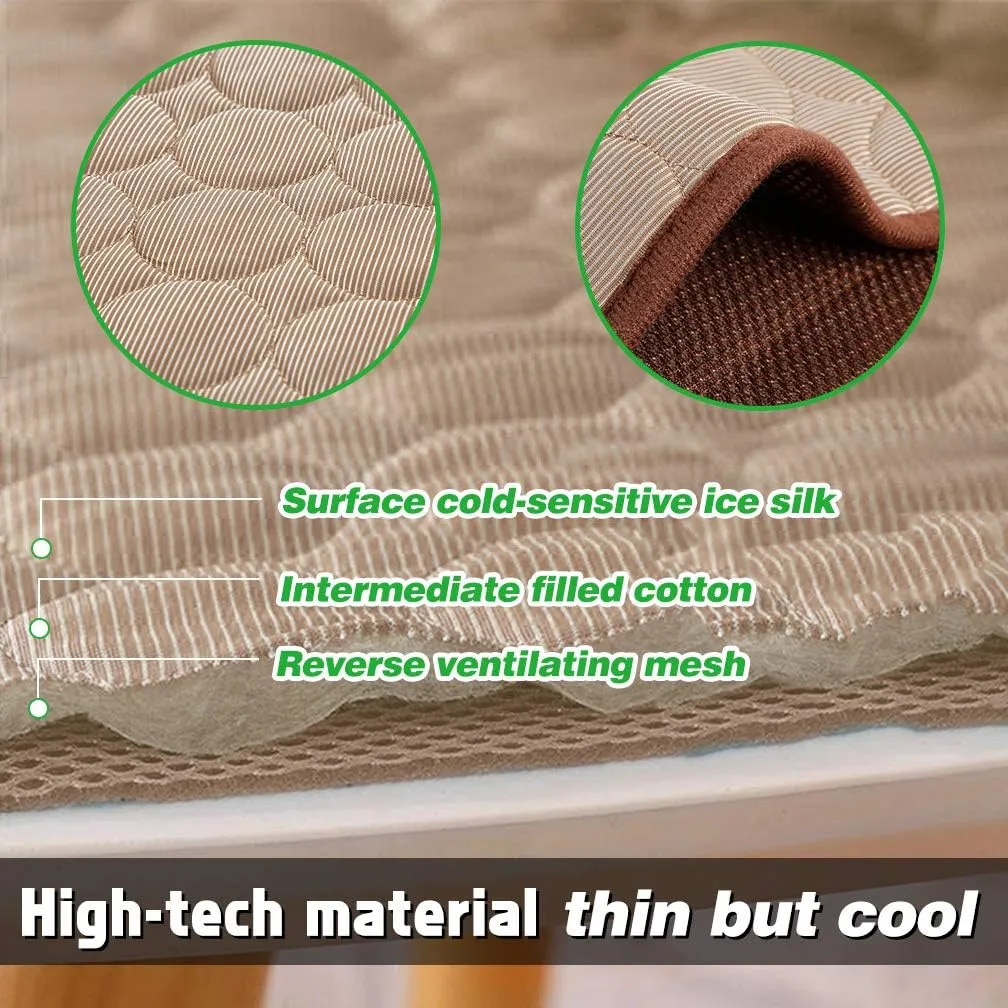 Summer Cooling Mat for Dogs Cats Self Dog Cooling Mat Breathable Pet Crate Pad Portable & Washable Pet Cooling Blanket for Small Medium and Large Pet Outdoor or Home Use (40 X 28in, Light Coffee)