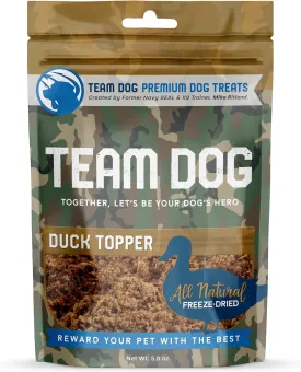 Team Dog Duck Dog Food Topper | Shredded Duck Freeze Dried Raw Dog Food Topper | Wet & Dry Dog Food Toppers for Picky Dogs | with Duck, Duck Gizzard, Duck Liver & Duck Hearts for Dogs | 5 Oz