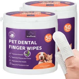 Teeth Cleaning Finger Wipes for Dogs & Cats, Soft Pet Dental Care Wipes, Disposable Pet Tooth Brushing Wipes, Gentle Cleaning & Gum Care Finger Pet Wipes (100 Wipes)