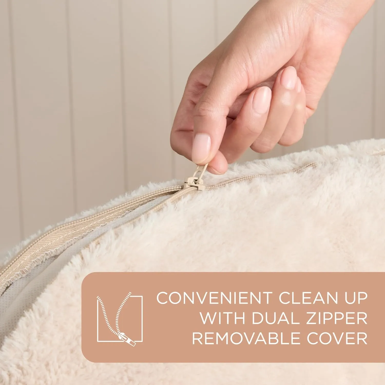 TOWN & COUNTRY EVERYDAY CuddleTown Faux Linen Comfy Cozy Cuddler Pet Bed, Supportive & Calming, Non-Slip Bottom, Machine Washable Cover, Beige, Small 22"x20"x7"
