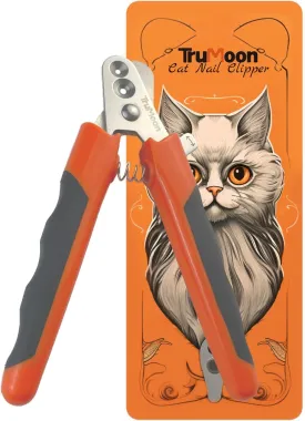 Trumoon Cat Claw Clippers Two Round Cut Holes with Different Sizes (2mm & 3mm) - Cat Nail Trimmers Suitable for Cats and Other Small Animals with Different Stages of Growth(Orange)