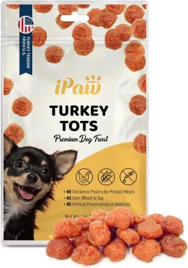 Turkey Tots Dog Treats for Puppy Training, All Natural Human Grade Dog Treat, Ingredient Sourced from USA, Hypoallergenic, Easy to Digest (Turkey Tots)