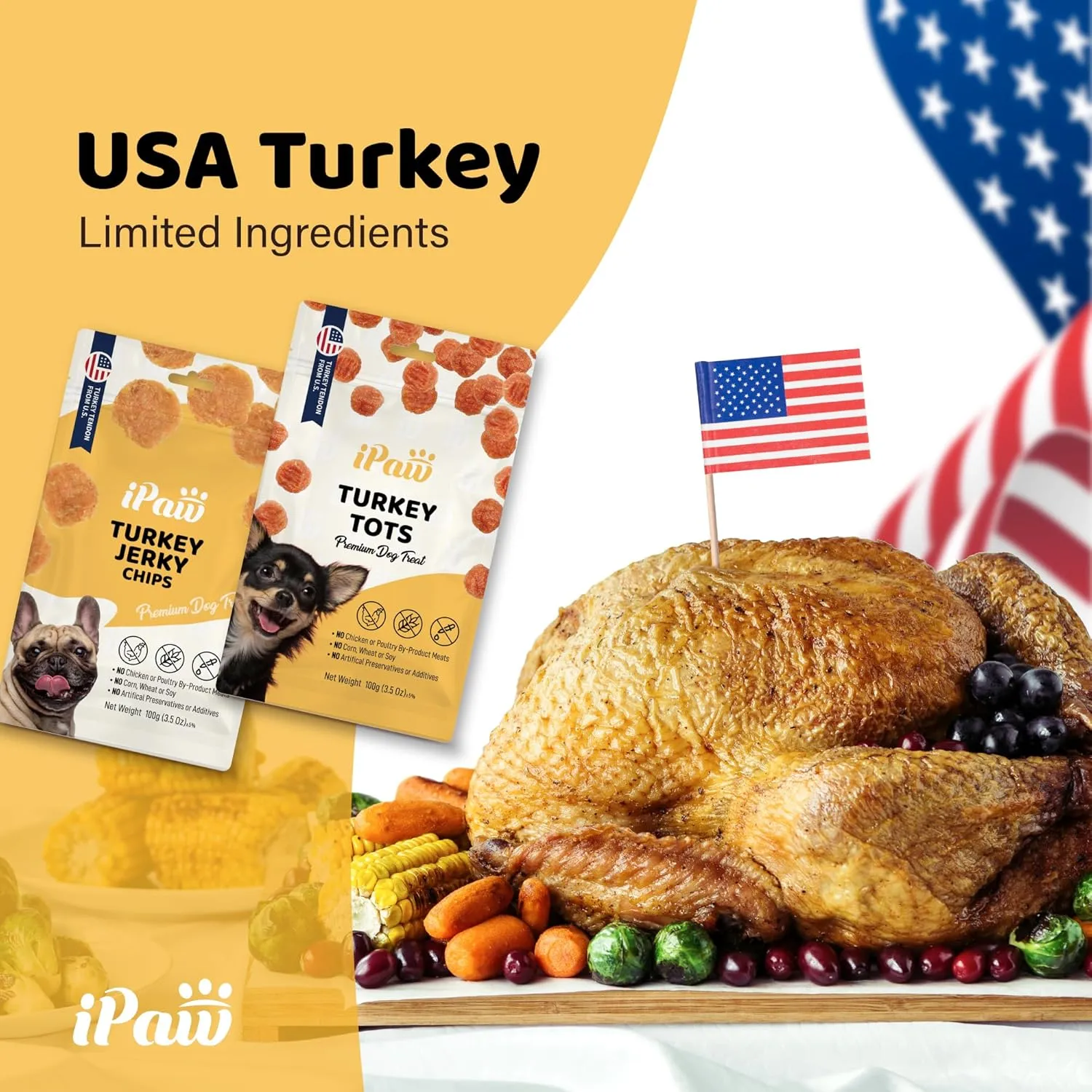 Turkey Tots Dog Treats for Puppy Training, All Natural Human Grade Dog Treat, Ingredient Sourced from USA, Hypoallergenic, Easy to Digest (Turkey Tots)