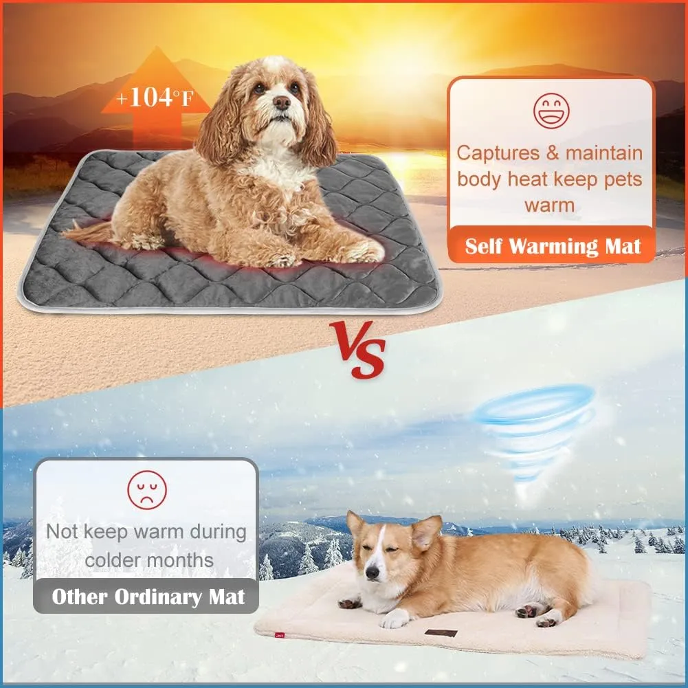 ULIGOTA Self Warming Cat Bed Self Heating Cat Mat Thermal Pet Bed Mat Self-Warming Dog Crate Pad 20"x16"