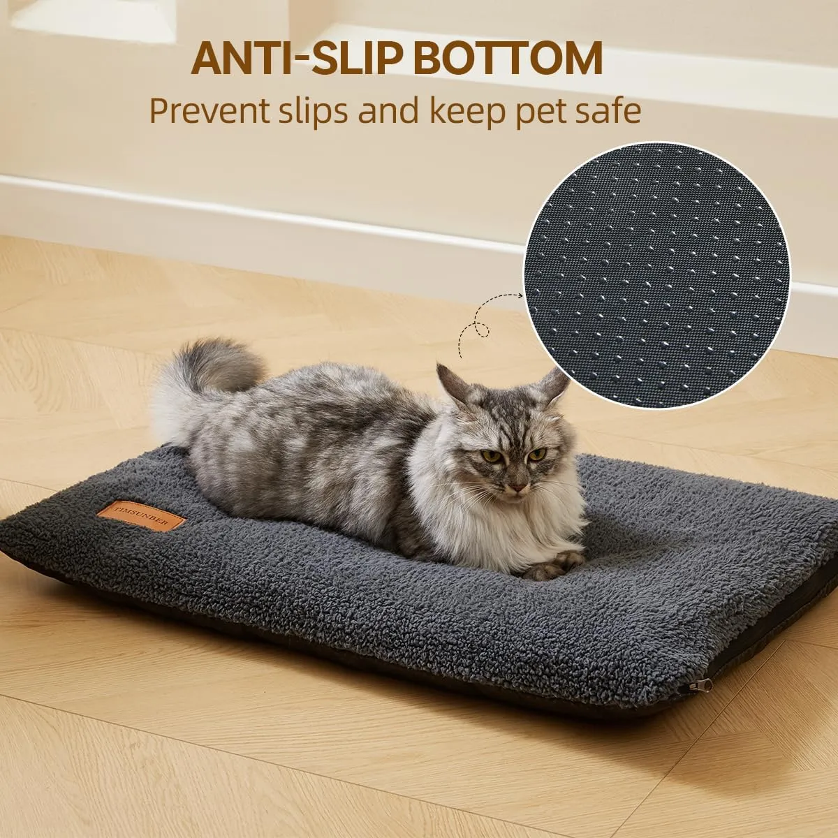 Ultra Soft Cat Bed Mat 24 x 18 Inch Cozy Pet Cushion with Non-Slip Bottom Washable Self-Warming Sleep Dog Pad for Crates Carriers (Dark Gray)