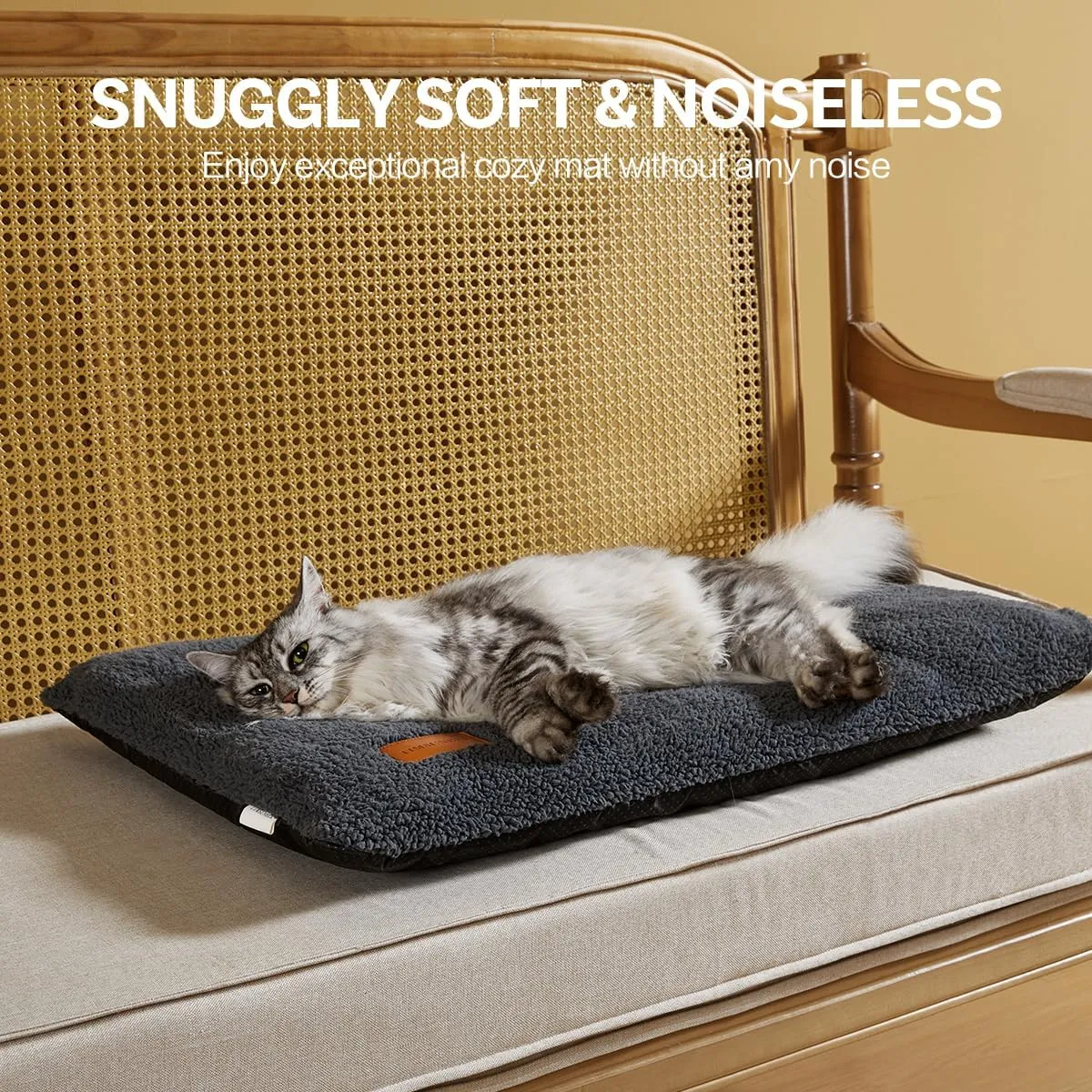 Ultra Soft Cat Bed Mat 24 x 18 Inch Cozy Pet Cushion with Non-Slip Bottom Washable Self-Warming Sleep Dog Pad for Crates Carriers (Dark Gray)