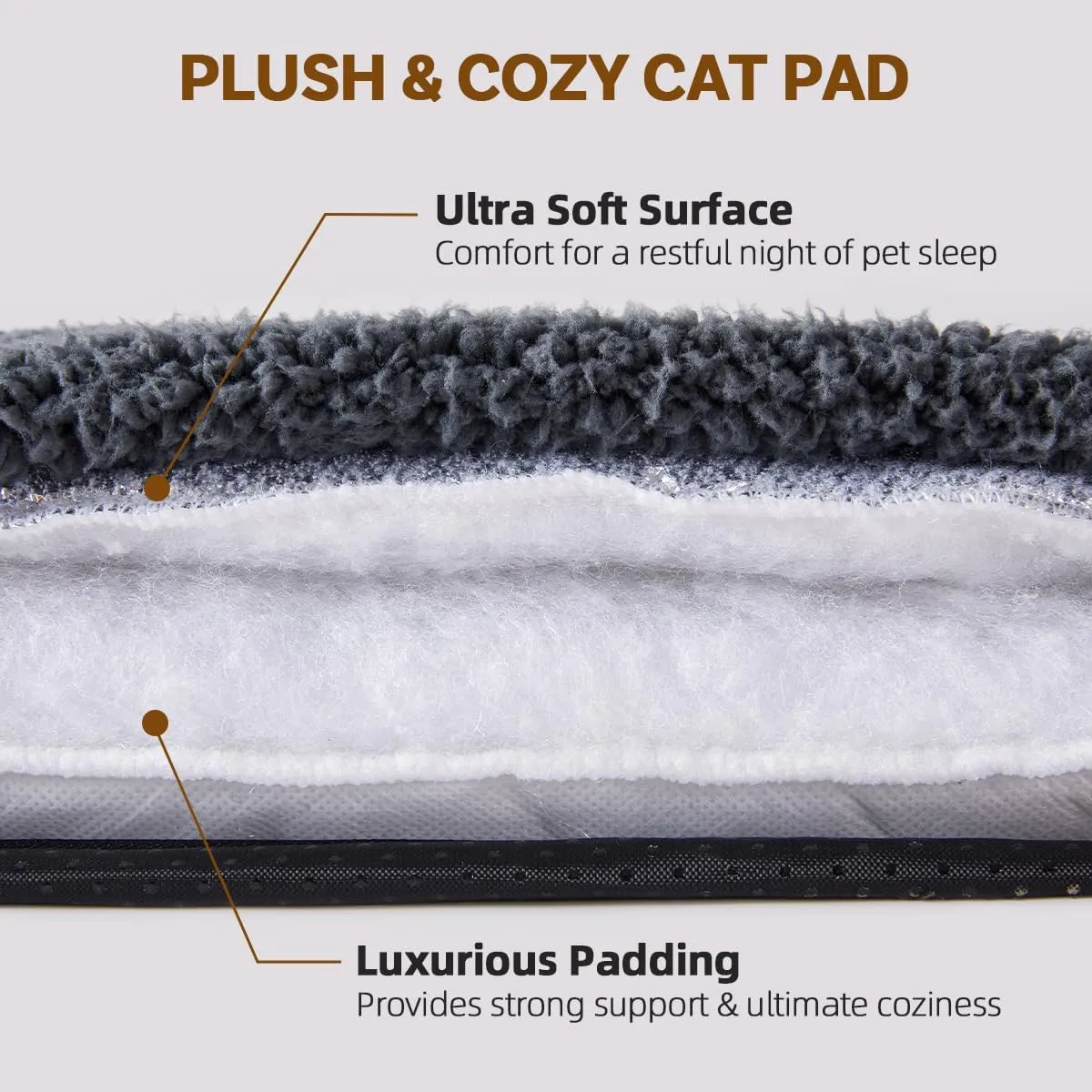 Ultra Soft Cat Bed Mat 24 x 18 Inch Cozy Pet Cushion with Non-Slip Bottom Washable Self-Warming Sleep Dog Pad for Crates Carriers (Dark Gray)
