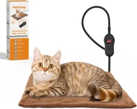 Upgraded Pet Heating Pad, 5 Adjustable Temperature & Timer, Electric Heated Dog Cat Bed for Winter, Auto Power-Off, Waterproof Chew-Resistant (S:16'' x 13'')