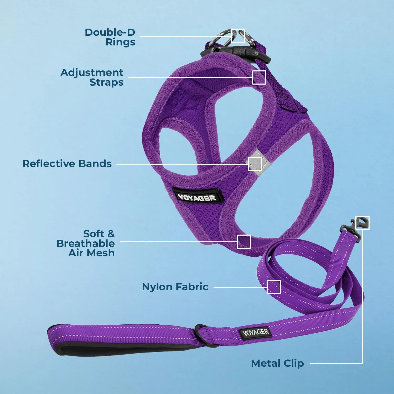 Voyager Step-in Air Cat Harness - All Weather Mesh Step in Vest Harness for Small and Medium Cats by Best Pet Supplies - Harness Leash Set (Purple), XXS