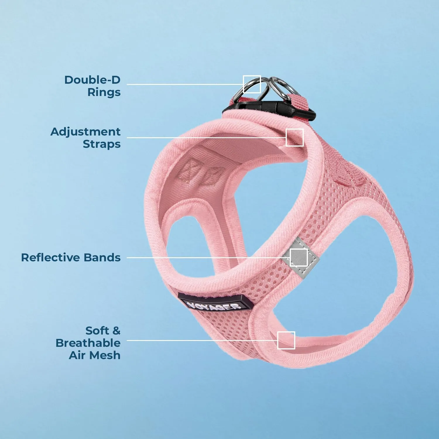 Voyager Step-In Air Dog Harness by Best Pet Supplies - All Weather Mesh Step in Vest Harness for Small and Medium Dogs, Pink, size L - Chest: 18 - 20.5"