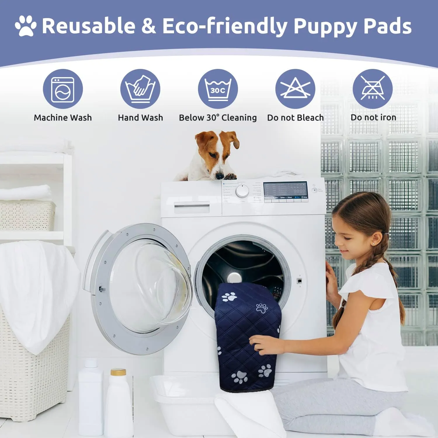 Washable Pee Pads for Dogs 2 Pack,36''*31'' Reusable Puppy Pads Pet Training Pads with Great Absorbent,Leakproof Fabric and Non Slip Backing for Potty,Crate,Whelping,Floor,Playpen,Sofa,Car