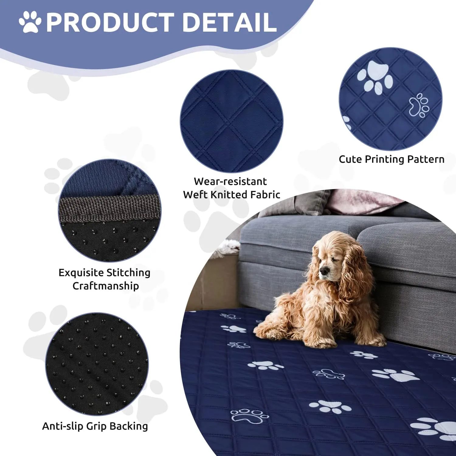 Washable Pee Pads for Dogs 2 Pack,36''*31'' Reusable Puppy Pads Pet Training Pads with Great Absorbent,Leakproof Fabric and Non Slip Backing for Potty,Crate,Whelping,Floor,Playpen,Sofa,Car