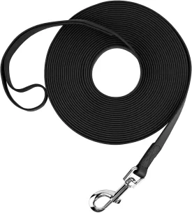 Waterproof Long Leash Durable Dog Recall Training Lead Great for Outdoor Hiking, Training, Yard, Beach and Swimming (Black, 30ft)