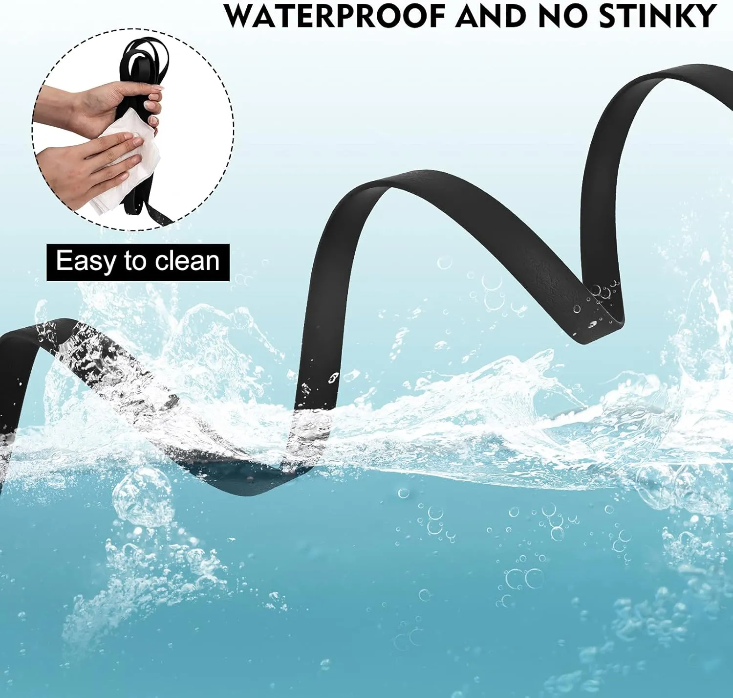 Waterproof Long Leash Durable Dog Recall Training Lead Great for Outdoor Hiking, Training, Yard, Beach and Swimming (Black, 30ft)