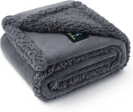 Waterproof Pet Blanket, Liquid Pee Proof Dog Blanket for Sofa Bed Couch, Reversible Sherpa Fleece Furniture Protector Cover for Small Medium Large Dogs Cats, Dark Gray Small40" x 28"